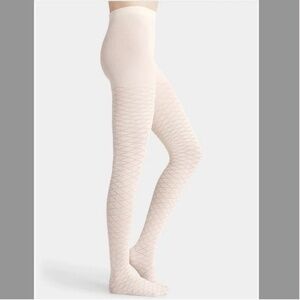 Off white cream touch of cashmere diamond tights made in Italy NWT